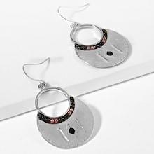 Romwe Bead Panel Disc Drop Earrings