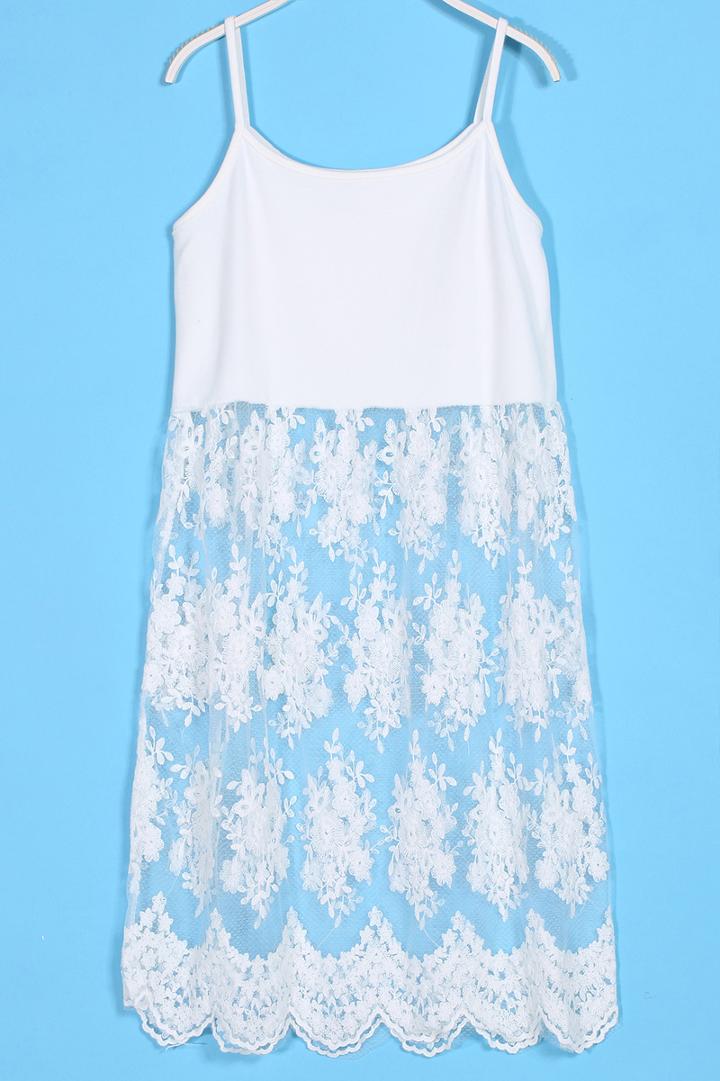 Romwe Spaghetti Strap Lace White Dress