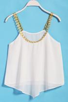 Romwe Chain Strap White Vest