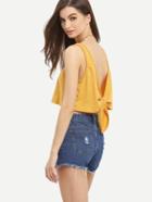 Romwe Tie-back Loose-fit Crop Tank Top - Yellow