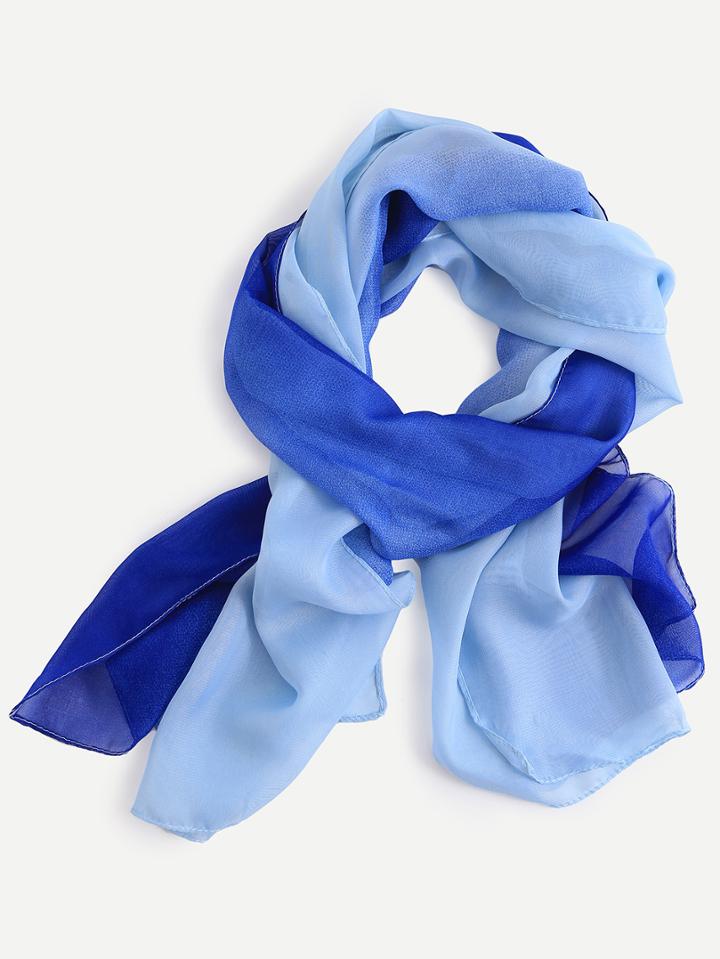 Romwe Blue Ombre Chiffon Scarf