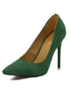 Romwe Green Point Toe D Embellished High Heeled Pumps