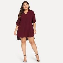 Romwe Plus High Low Solid Dress