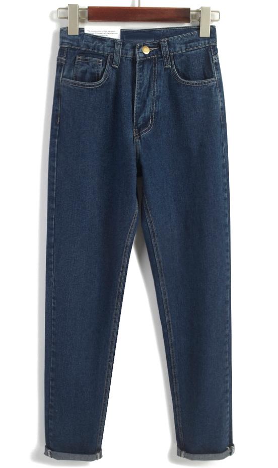 Romwe Vintage High Waist Denim Navy Pant