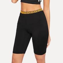 Romwe Number Waistband Legging Shorts