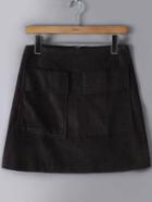 Romwe Zipper A-line Pockets Black Skirt