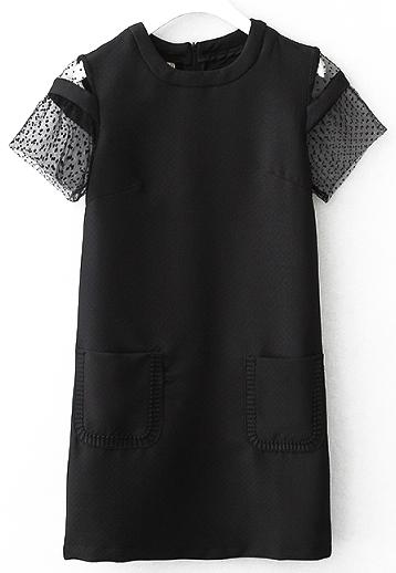 Romwe With Pockets Embroidered Black Dress