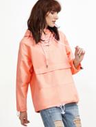 Romwe Pink Letter Print Back Lace Up Front Hooded Sweatshirt