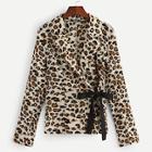 Romwe Knotted Side Leopard Fitted Blazer