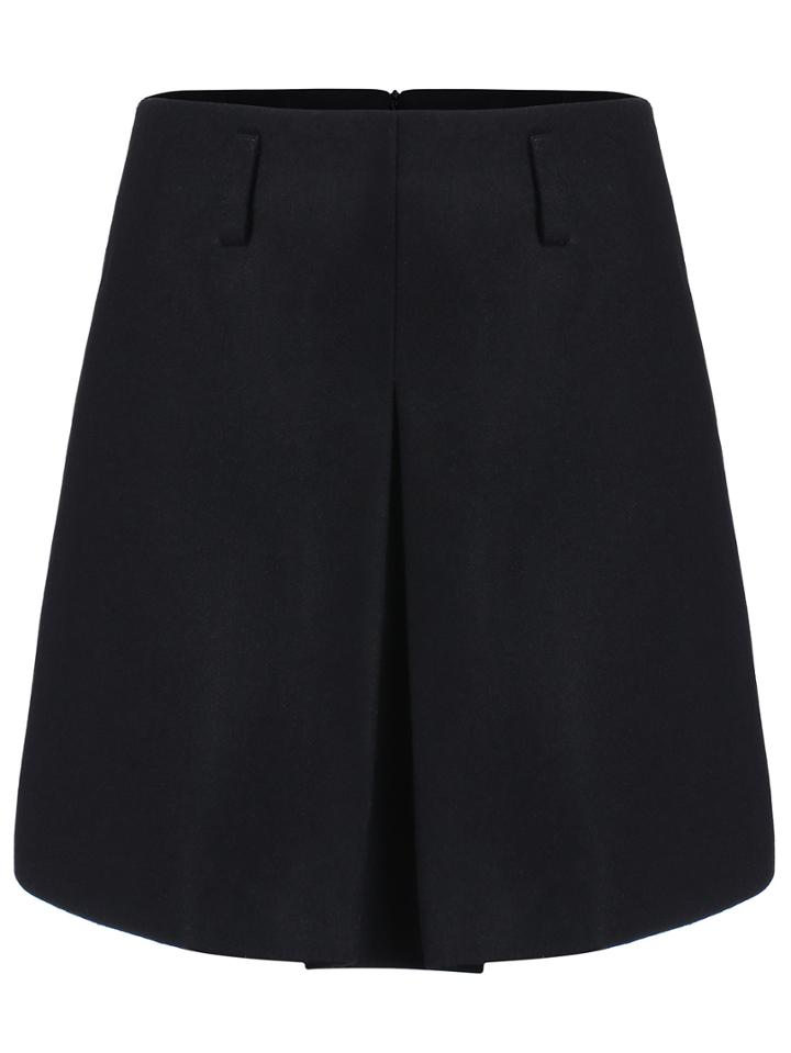 Romwe Zipper A-line Black Skirt