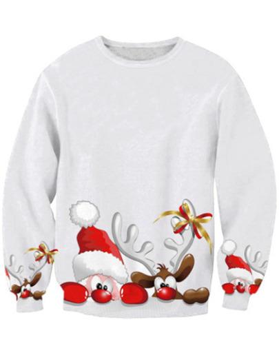 Romwe Deer Print Loose Sweatshirt