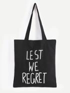 Romwe Without Regret Black Layered Canvas Tote Bag