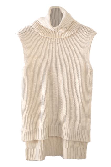 Romwe Asymmetric Sleeveless Turtleneck