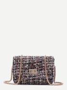 Romwe Multicolor Woolen Box Bag With Chain Strap