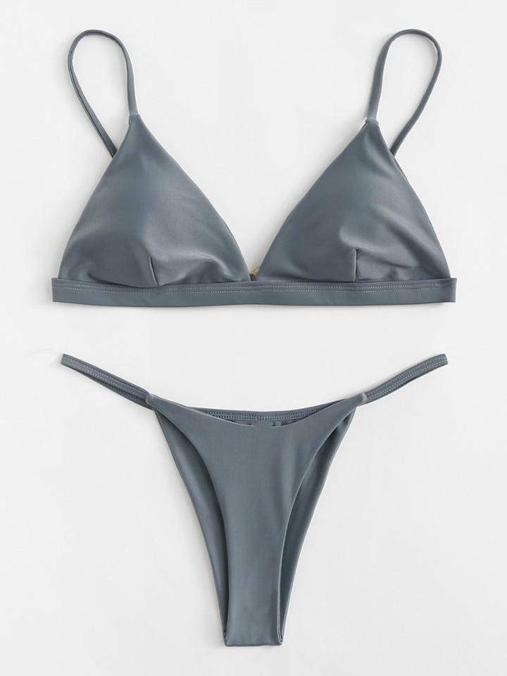 Romwe Triangle Print Bikini Set
