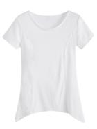 Romwe White Round Neck Asymmetrical T-shirt