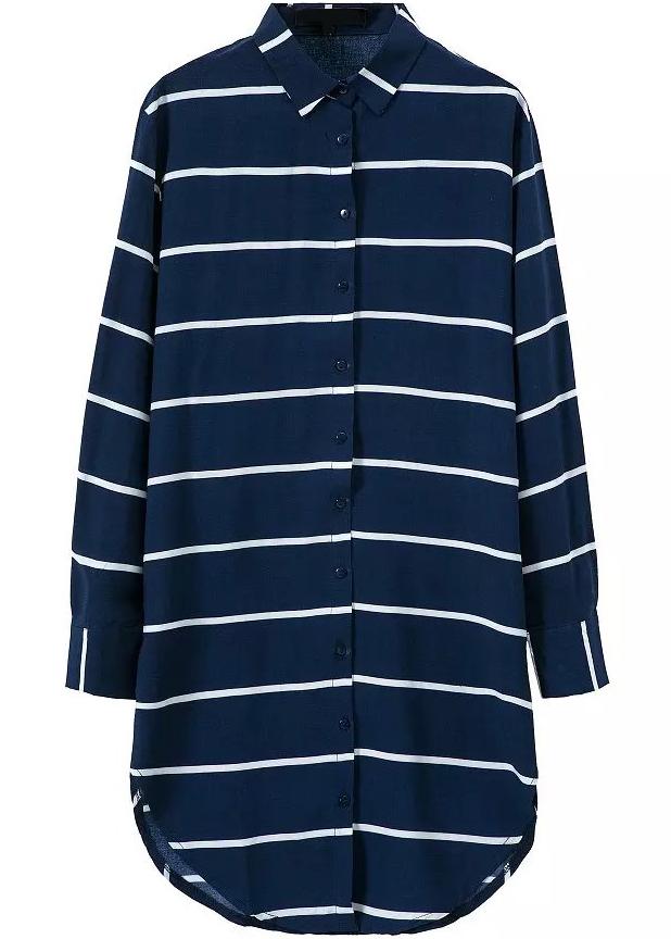Romwe Lapel With Buttons Striped Blouse