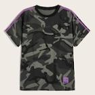 Romwe Guys Striped Tape Panel Camouflage Print Tee