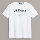 Romwe Guys Letter And Anchor Print Tee
