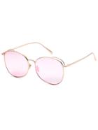 Romwe Gold Frame Pink Lens Sunglasses