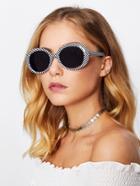 Romwe Checker Frame Flat Lens Sunglasses