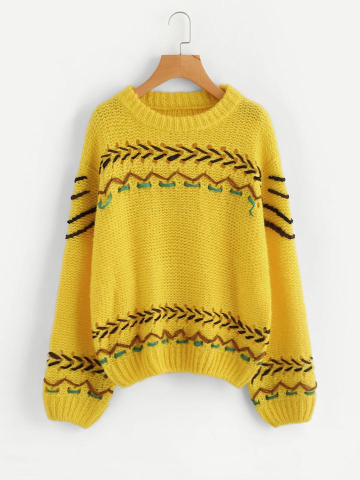 Romwe Lace Up Insert Jumper