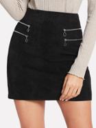 Romwe Ring Zipper Detail Cord Skirt