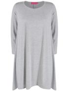 Romwe Round Neck Asymmetrical Grey Tshirt Dress