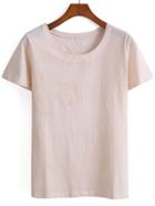 Romwe Round Neck Beige T-shirt