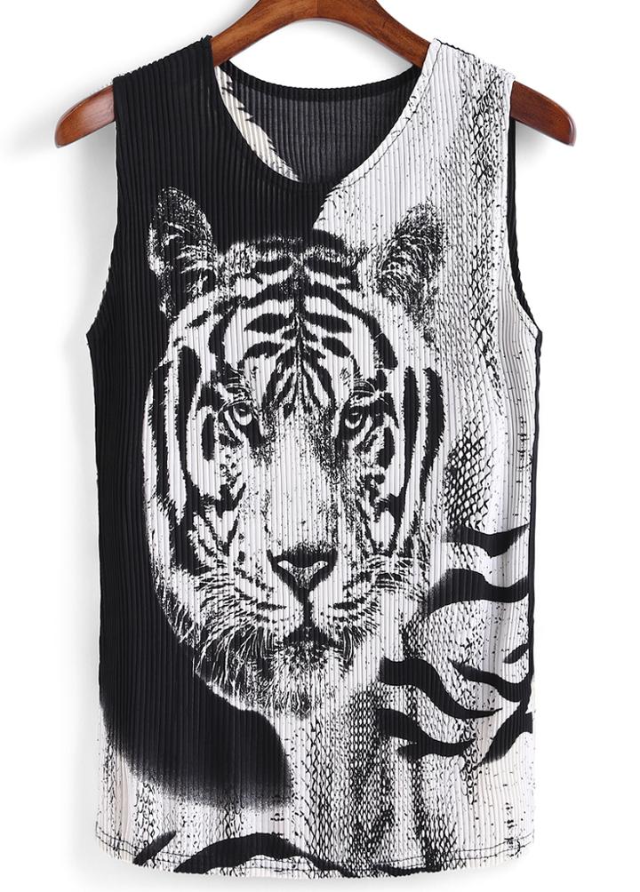 Romwe Tiger Print Tank Top