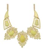 Romwe Yellow Imitation Gemstone Statement Collar Necklace