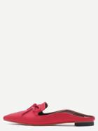 Romwe Red Satin Point Toe Bow Loafers