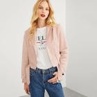 Romwe Zip Up Crop Jacket With Buckle Belted