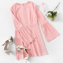 Romwe Zip Back Flounce Sleeve Dress