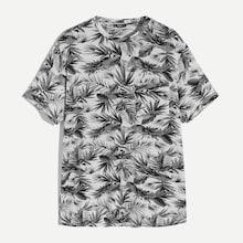 Romwe Guys Jungle Leaf Print T-shirt