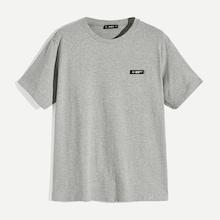 Romwe Guys Letter Patched Detail Marled T-shirt