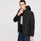 Romwe Men Patched Detail Hooded Puffer Coat