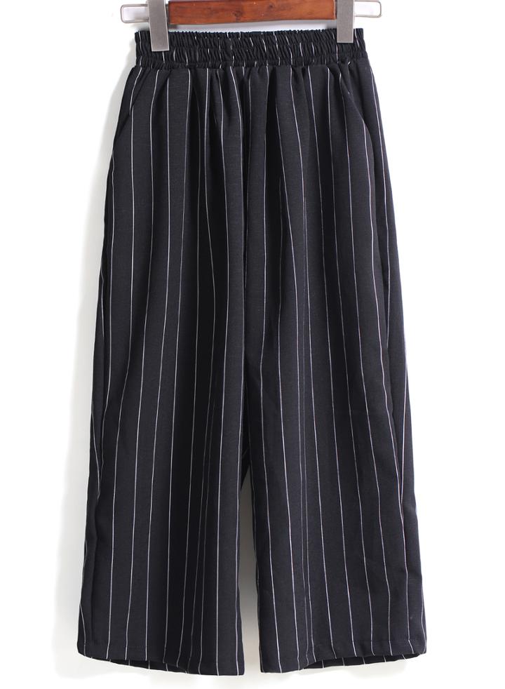 Romwe Elastic Waist Vertical Stripe Pant