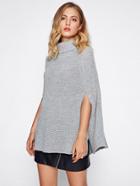 Romwe Roll Neck Poncho Jumper With Arm Hole