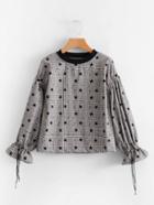 Romwe Star Print Fluted Sleeve Top