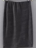 Romwe Elastic Waist Folds Slit Grey Skirt