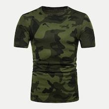 Romwe Men Camo Print T-shirt