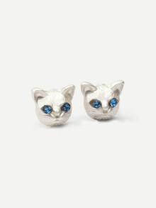 Romwe Cat Head Stud Earrings