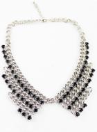 Romwe Black Beaded Chain False Collar Necklace
