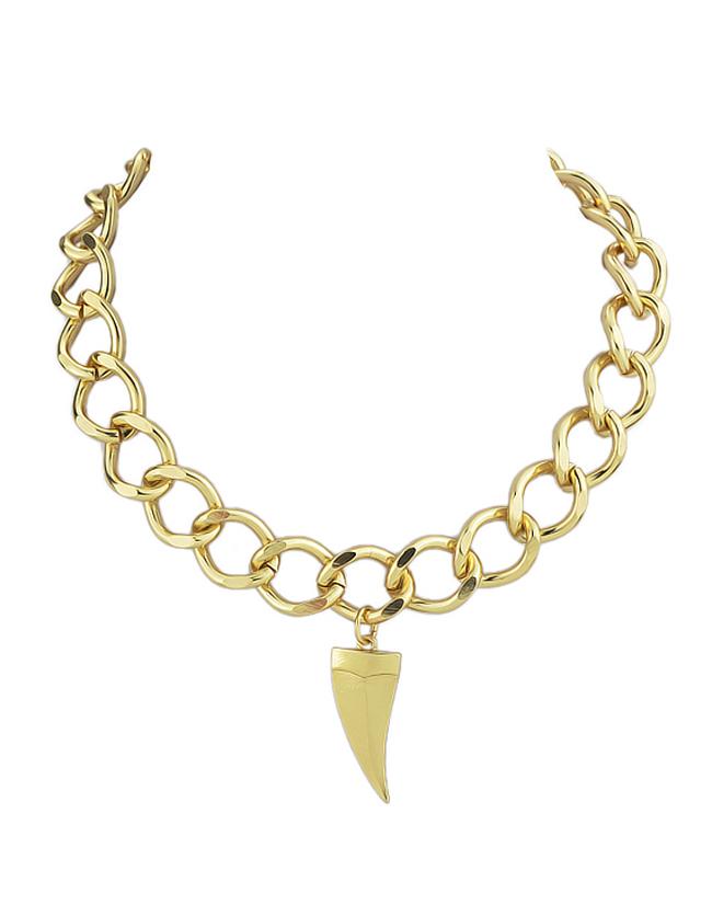 Romwe Gold Plated Wide Women Chain Necklace