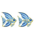 Romwe Blue Enamel Small Cute Fish Shape Stud Daily Wear Earrings