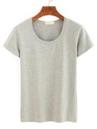 Romwe Basic Short Sleeve T-shirt - Grey