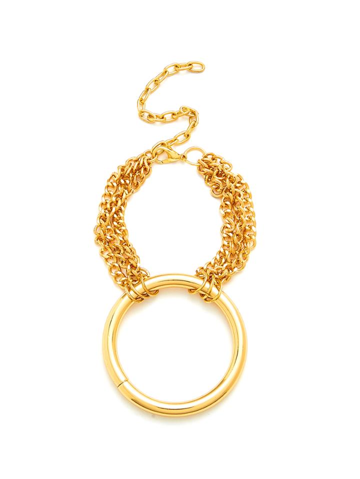 Romwe Ring Decorated Layered Chain Bracelet