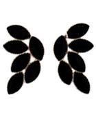 Romwe Black Glaze Gold Leaves Earrings