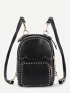 Romwe Stitch Detail Pu Backpack With Adjustable Strap
